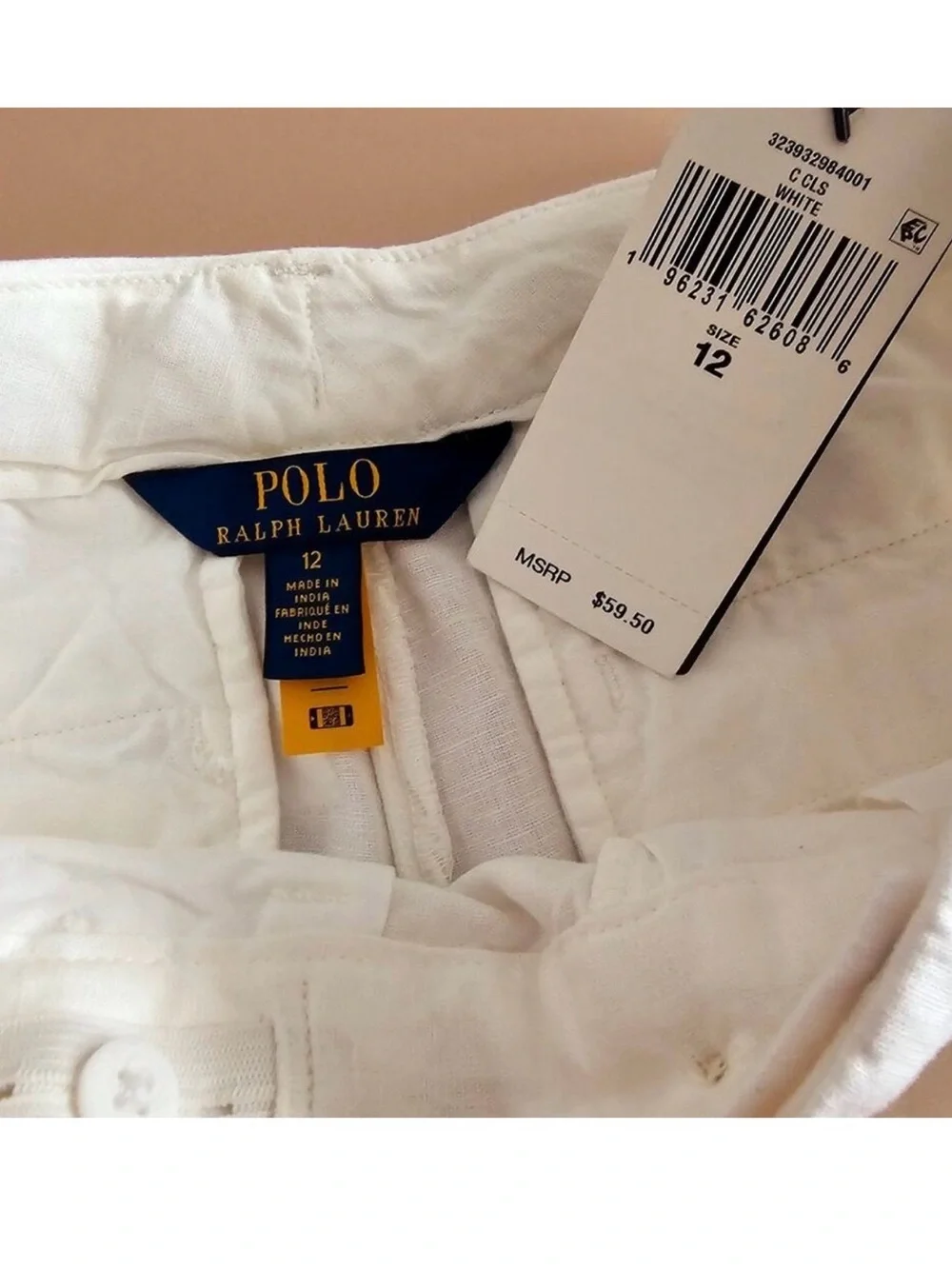 Ralph Lauren Boy’s White Flat-Front Linen Shorts